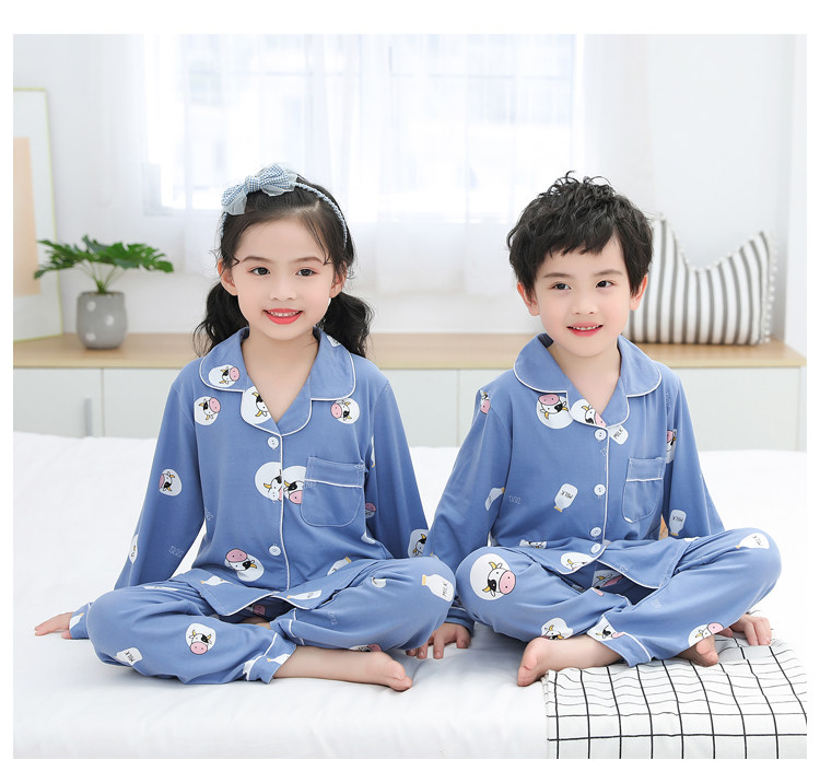 儿童睡衣春秋季薄款牛奶丝长袖卡通女孩小孩男童女童家居服套装详情34