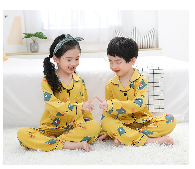 儿童睡衣春秋季薄款牛奶丝长袖卡通女孩小孩男童女童家居服套装详情24