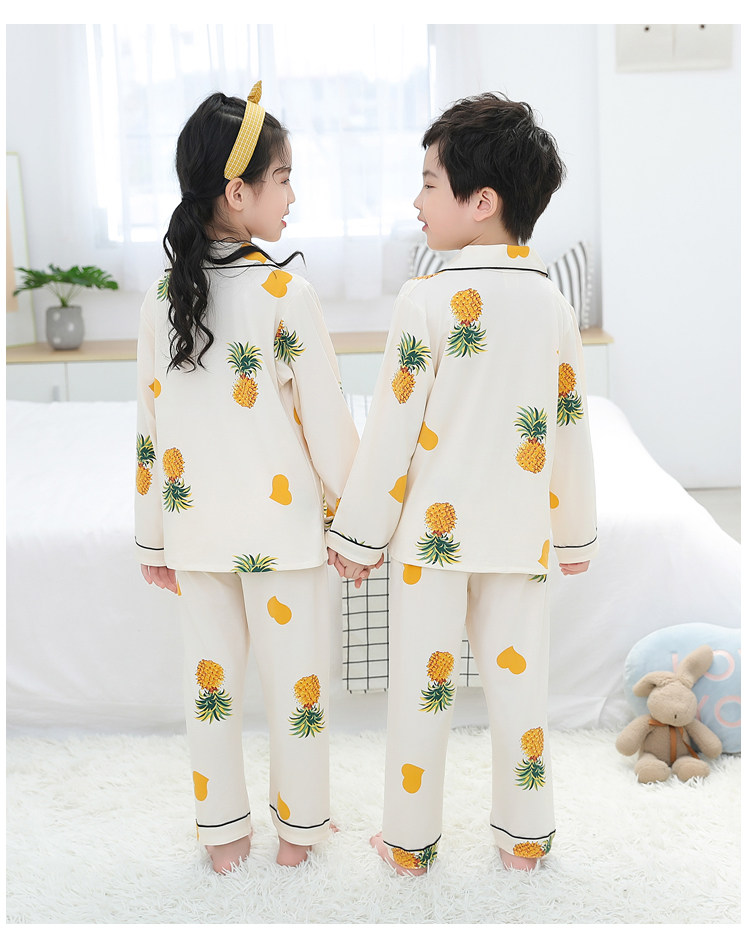 儿童睡衣春秋季薄款牛奶丝长袖卡通女孩小孩男童女童家居服套装详情15