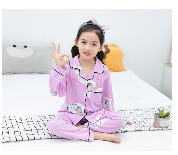 儿童睡衣春秋季薄款牛奶丝长袖卡通女孩小孩男童女童家居服套装详情61