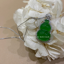 SUEE CLUB power to power the same natural green jade medullary gourd inposés with necklace 925 silver Chinese wind sweater chain