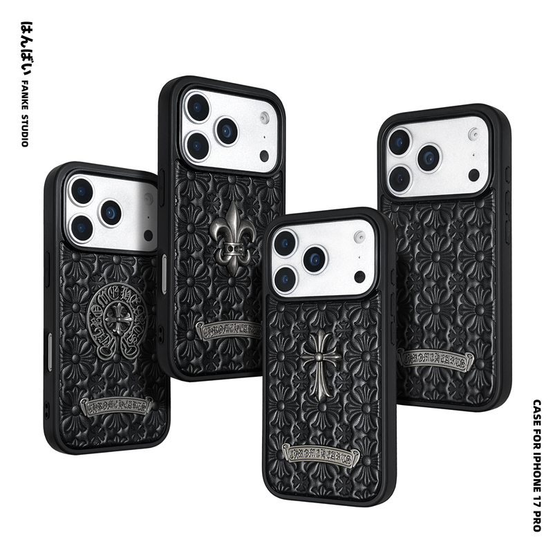 Original Handmade DIY Label 18Pro European and American Style West Coast Iphone17Pro Personalized 16Pro Black 14Pm Cross Label Suitable for Apple 15 Protective Case 17Pm Phone Case 18Promax
