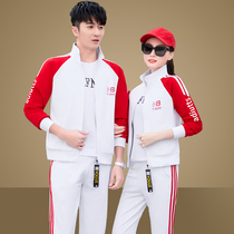 Sports set for men and women general spring and autumn 2021 new couples casual running school uniform cotton clothes three sets