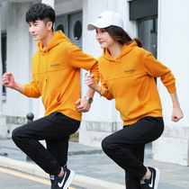 Couple sports suit men and women Autumn long sleeve running fitness sportswear hoodie cotton casual two-piece set