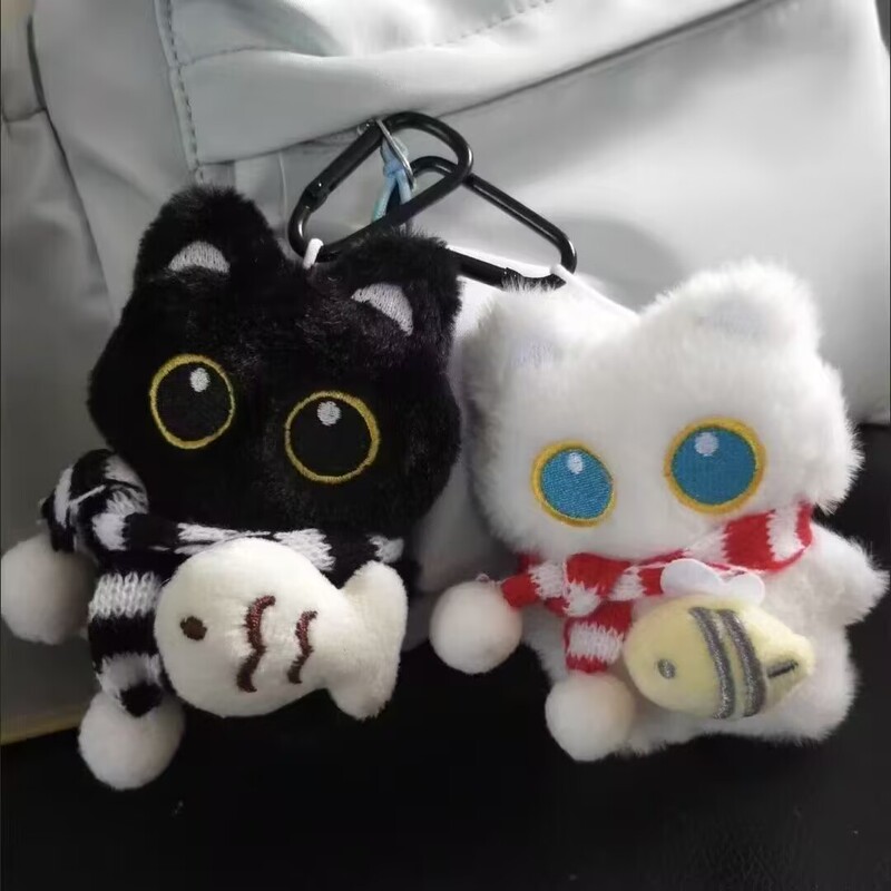 Cute and Adorable Little Fish Big-Eyed Black Cat Pendant Plush Toy Couple Bag Pendant Creative Little Black Cat Keychain Cute and Adorable Little Fish Big-Eyed Black Cat Pendant Plush Toy Couple Bag Pendant Creative Little Black Cat Keychain