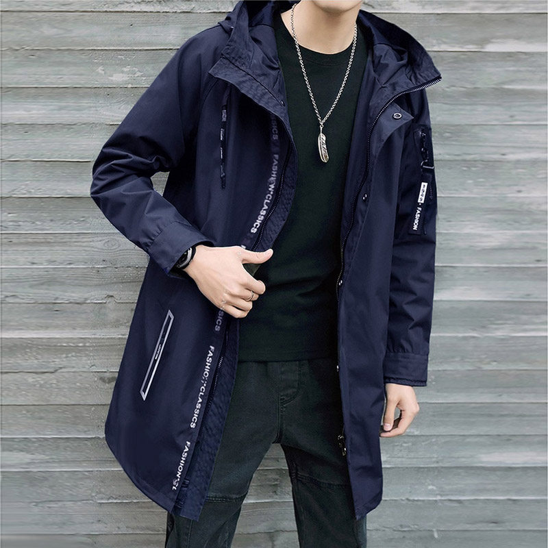 chubby men's large size jacket plus size autumn and winter trench coat loose and thick teenage high school students jacket