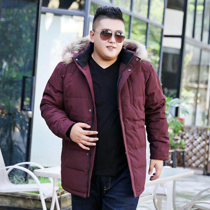Fat man down jacket male fat plus size loose thickening fat man slim fur collar large size middle-aged coat 40 years old 45