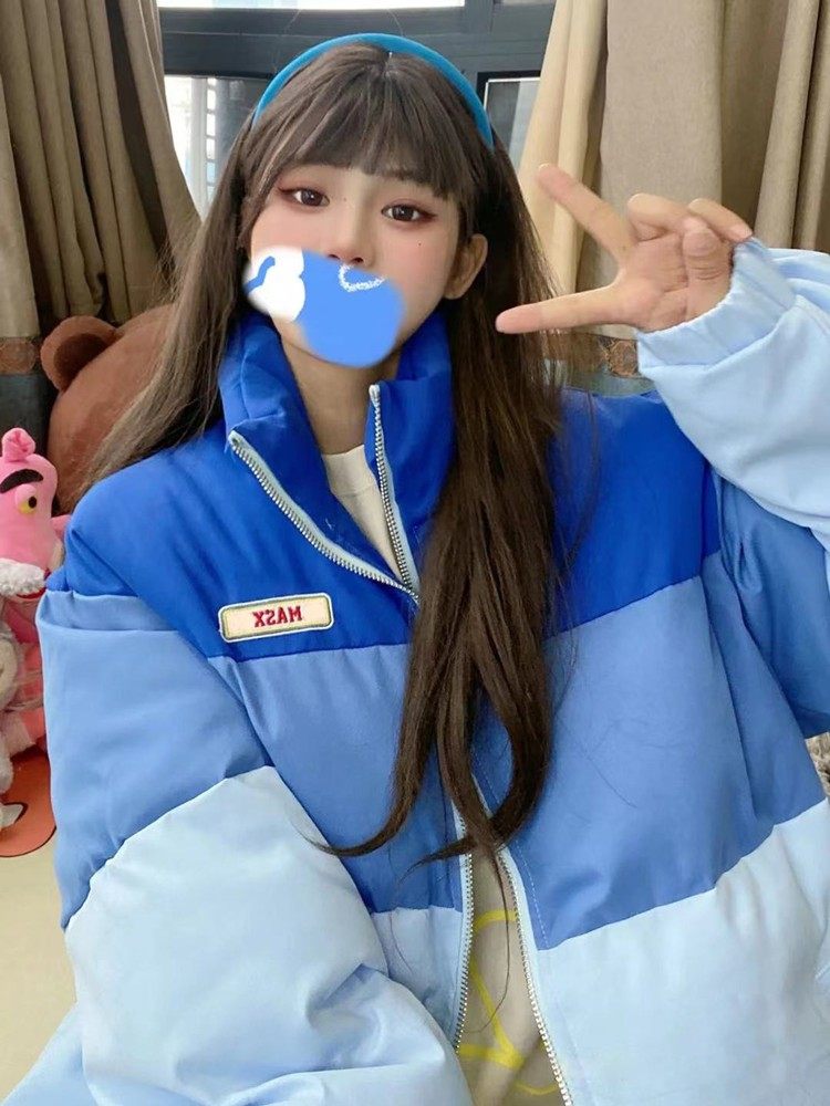 Klein blue down padded jacket women's loose 2021 new design sense niche winter padded jacket thickened padded jacket