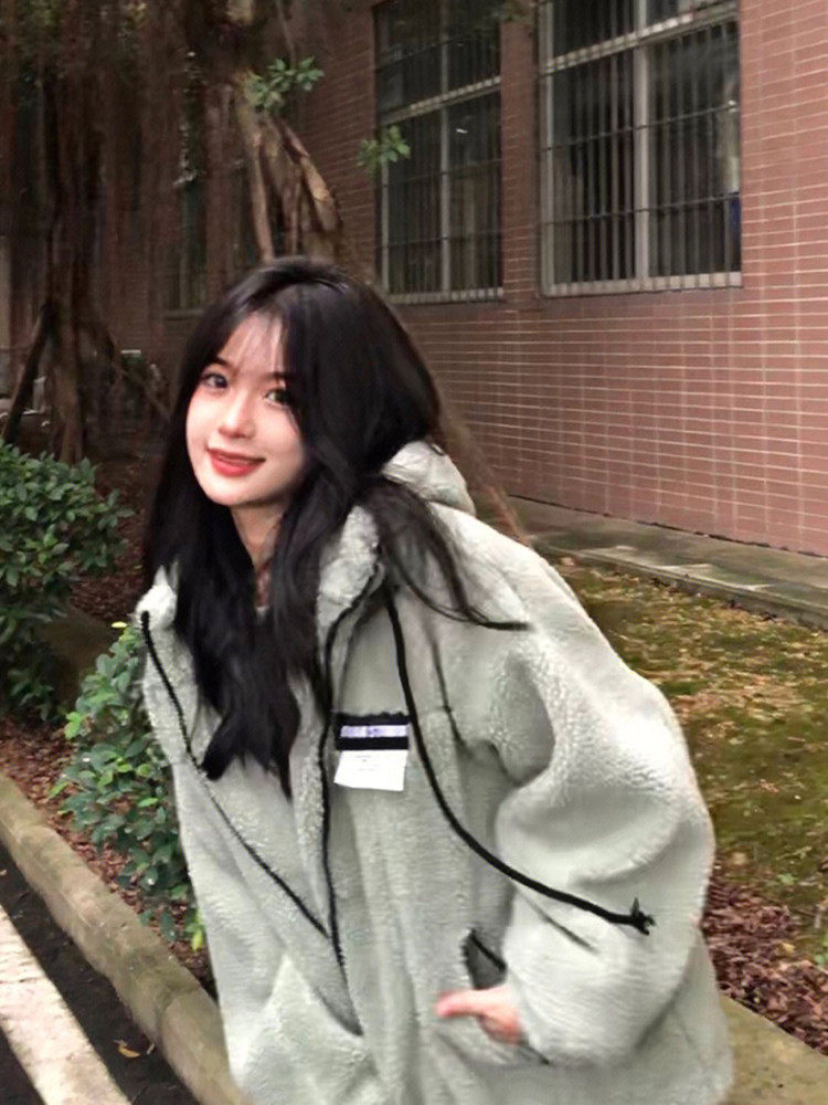 Lamb coat woman autumn and winter new plus thickening cotton clothes loose design for small crowd oversize cotton clothing