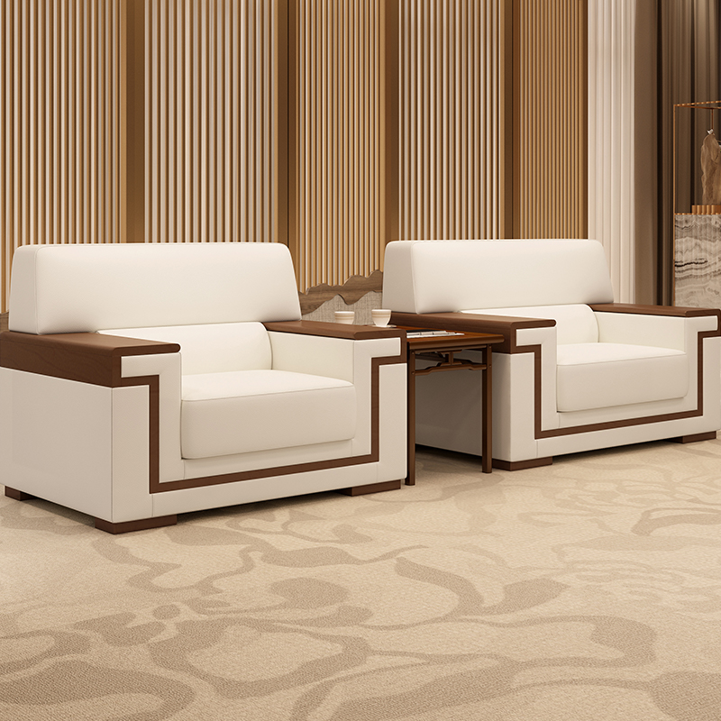 Reception meeting sofa Chinese style fabric simple modern business lobby meeting living room single seat sofa coffee table combination