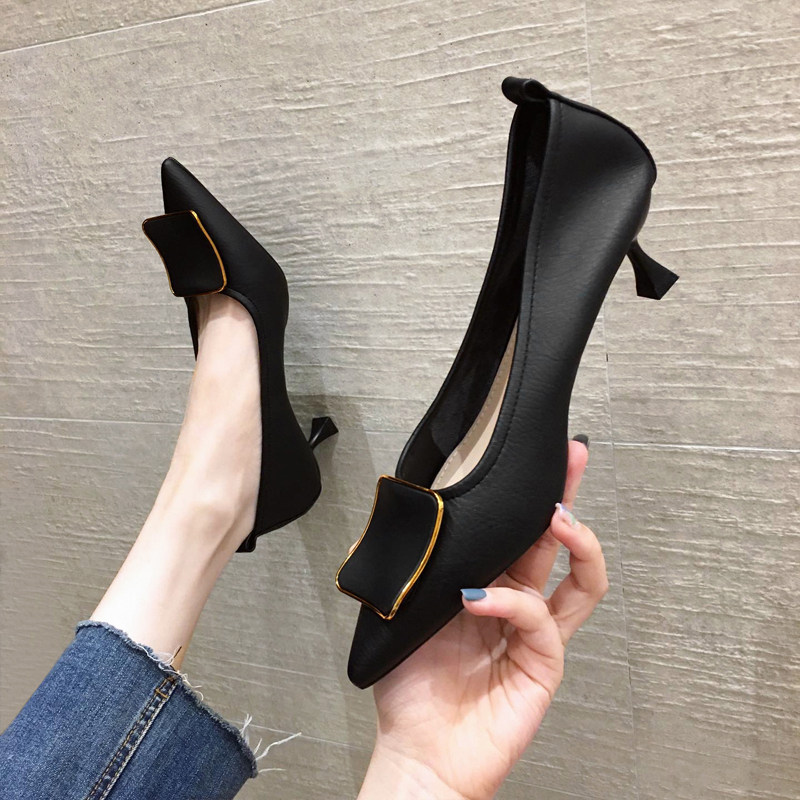 Hong Kong Soft Leather Not Grinding Feet High Heels Heels Woman Fine Heel Fall New 100 Lap Net Red Temperament Sexy Pointy Wrap Shoes