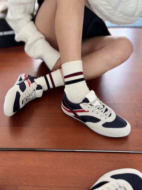 Wiuhk ~Stylish and Attractive! 26S New Retro Dexun Shoes with Color-Blocking Casual Design for Women, 2cm