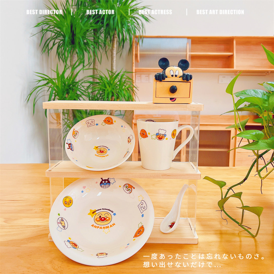 Bread Bean Superman Children's Ceramic Bowl Ceramic Cup Tableware Household Plate Breakfast Plate Eating Bowl Rice Bowl Soup Bowl