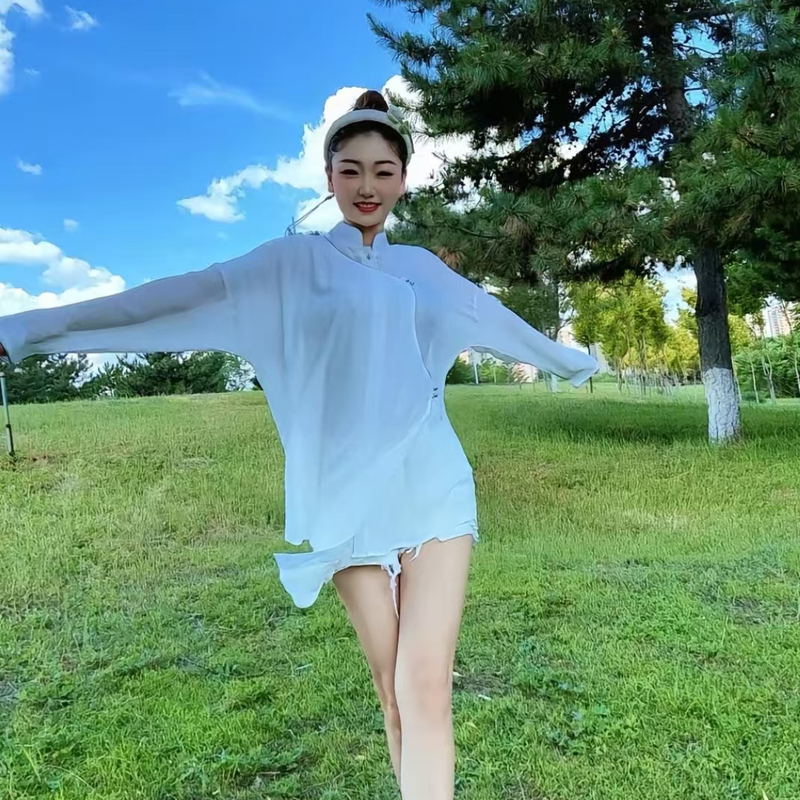 Mongolian Elements, Ethnic Style, Double-Layered Linen Fabric, Elegant Stand-Up Collar Shirt Top, Summer 6730