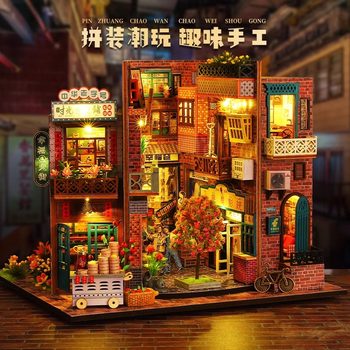 DIY Cabin Era Imprint Handmade Assembly Model Toy Wooden Miniature House Scene Birthday Gift