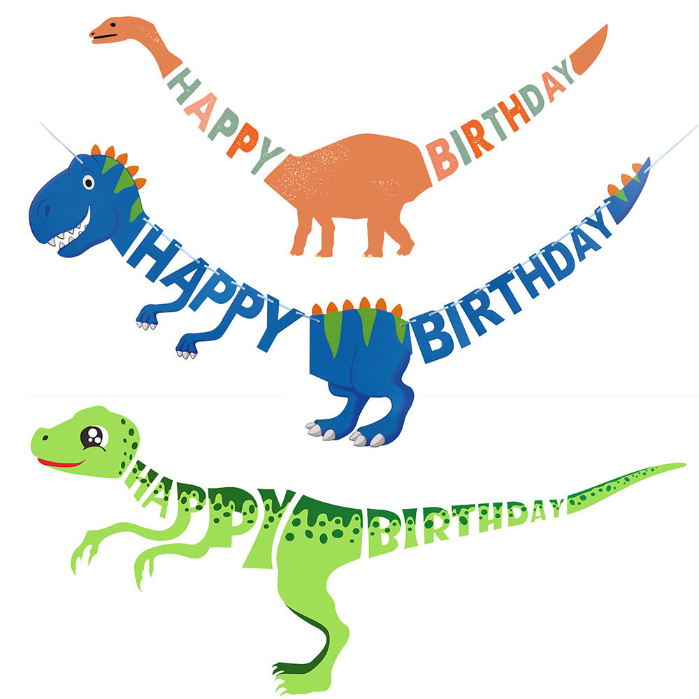 Dinosaur flag birthday letter banner baby year-old placed boys and children's party king dragon background wall decoration