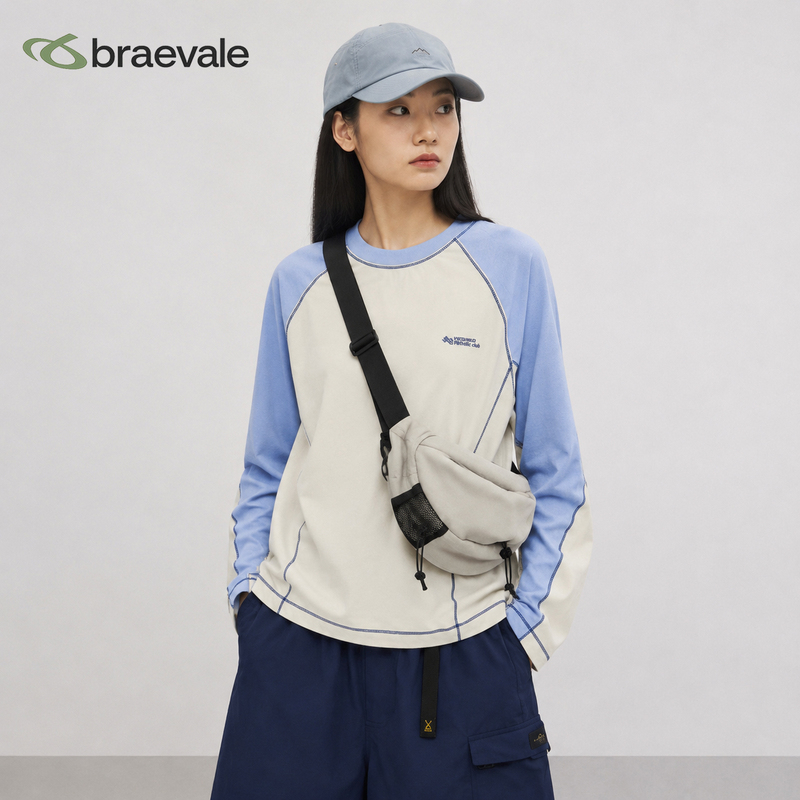 Braevale Outdoor Sports Casual Style Color-Blocked Raglan Sleeve Long-Sleeve T-Shirt for Women, Moisture-Wicking, Quick-Drying, Versatile Long-Sleeve Braevale Outdoor Sports Casual Style Color-Blocked Raglan Sleeve Long-Sleeve T-Shirt for Women, Moisture-Wicking, Quick-Drying, Versatile Long-Sleeve