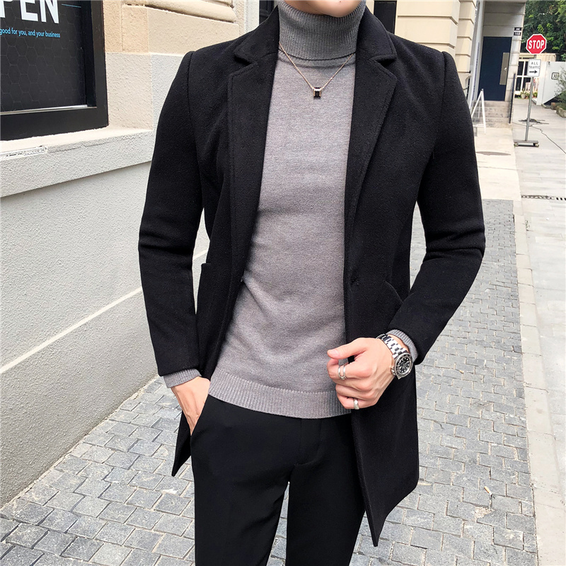 Medium-long version of the wind clothes men's 2021 new spring and autumn fashion big size codes single row buttoned west suit high-end fur coat jacket