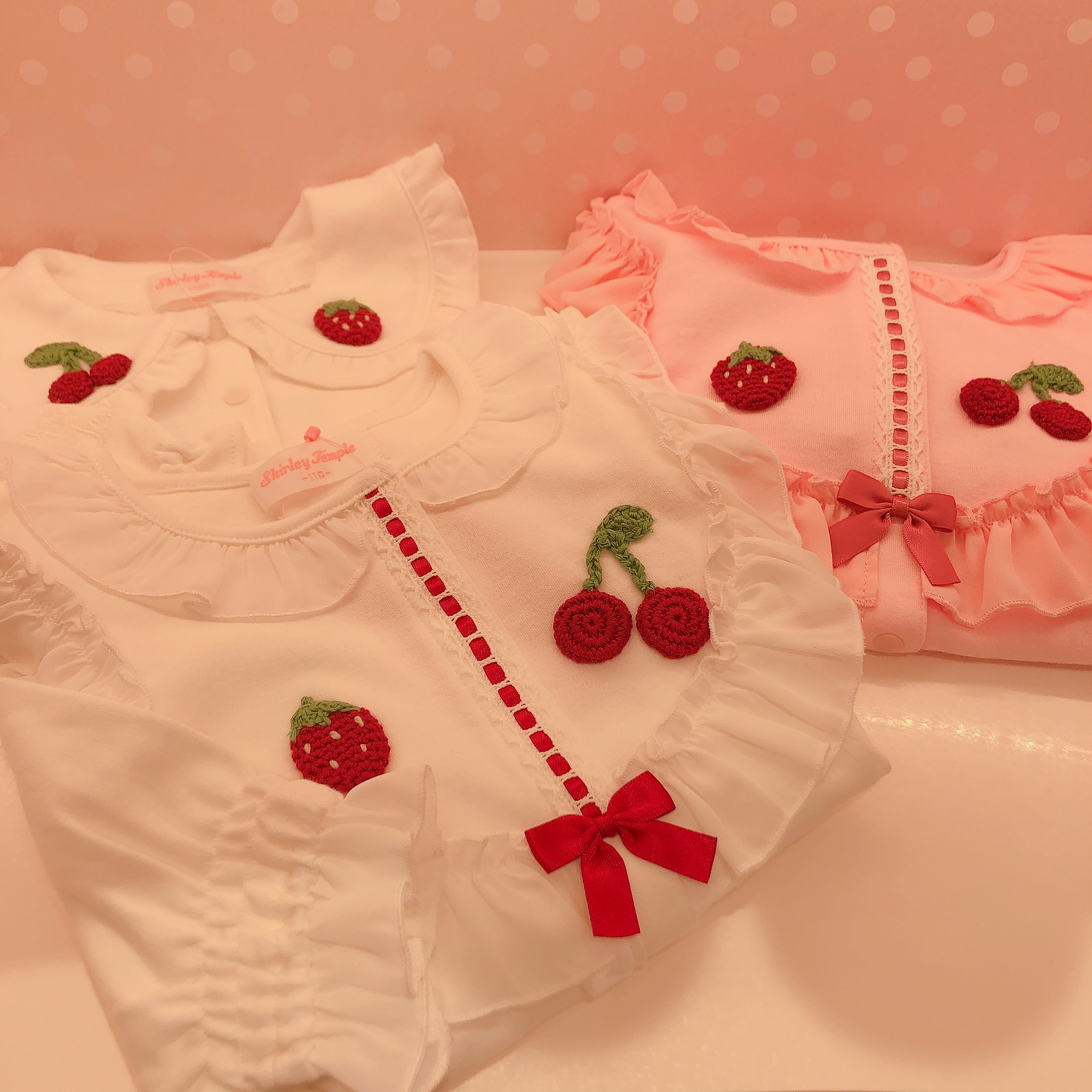 2102-006 Strawberry Embroidered Long Sleeve Cardigan Top