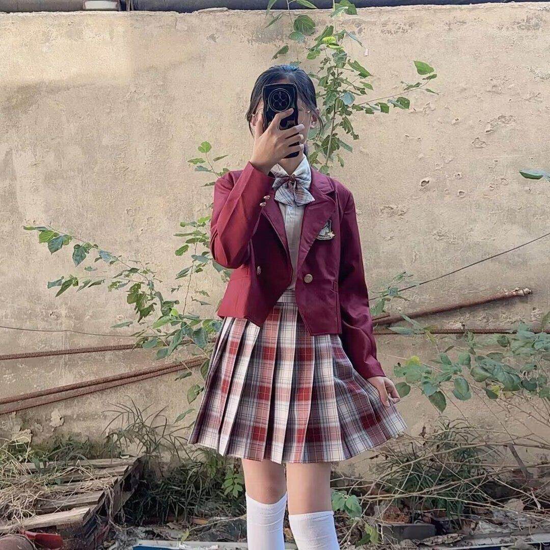 jk制服加工定制 金鱼姬jk格裙原创西装制服套装秋冬季儿童女学生学院风校服百褶裙