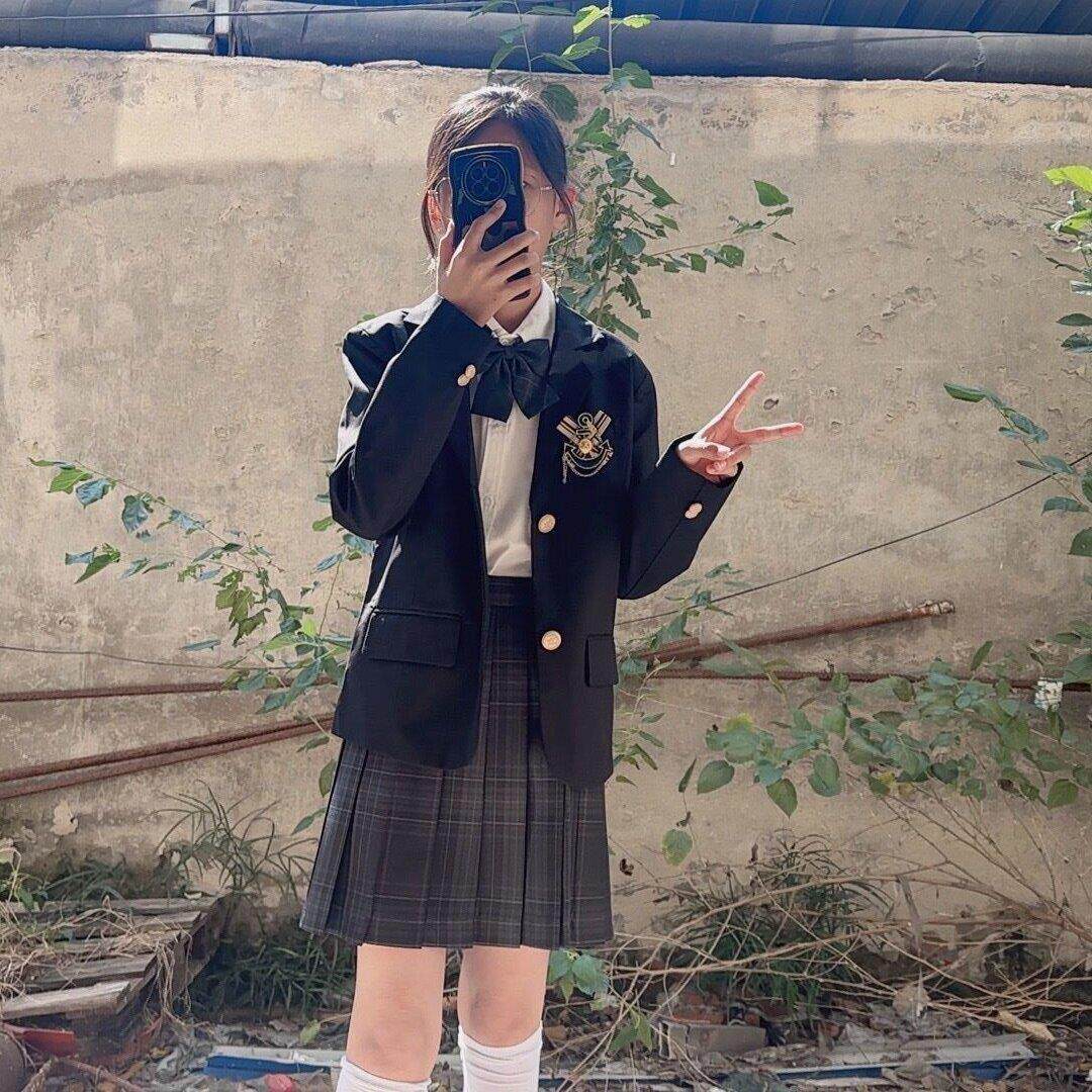 jk制服加工定制 碳灰jk制服西装套装正版格裙夏季半身裙校供格裙学院风西服学生女