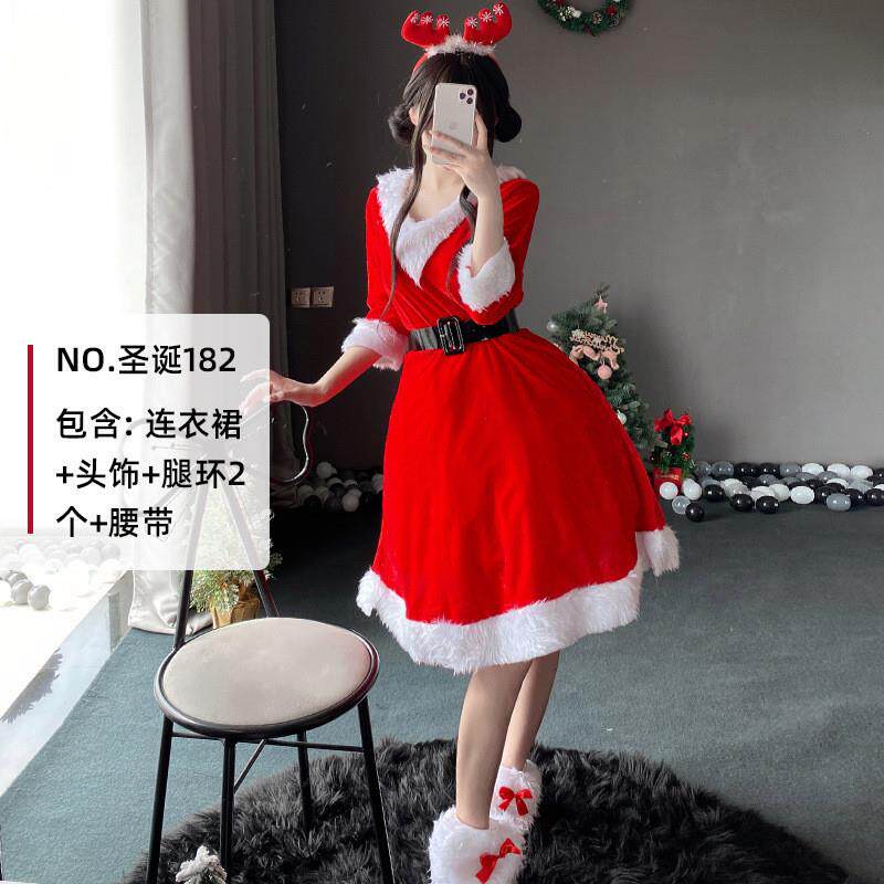 jk制服加工定制 圣诞节服装成人女小麋鹿圣诞节日派对装扮圣诞老人套装cos舞台服