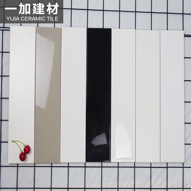 Nordic small white brick 100 * 400 strip black and white grey bread brick kitchen bathroom wall brick make-up room tile