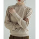 Temperament light luxury mesh stand collar cashmere sweater women's autumn and winter fashion pearl split long-sleeved all-match bottoming sweater