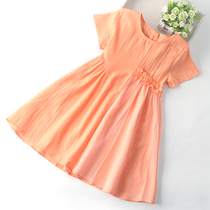 Girls dress cotton childrens summer dress middle-aged girl Summer short-sleeved fungus lace mesh princess skirt