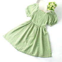 Girls dress childrens summer dress Korean version of cotton hipster plaid princess dress
