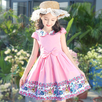 Childrens clothing girls summer dress zhong da tong floral children cotton princess dress girl Western style summer dress