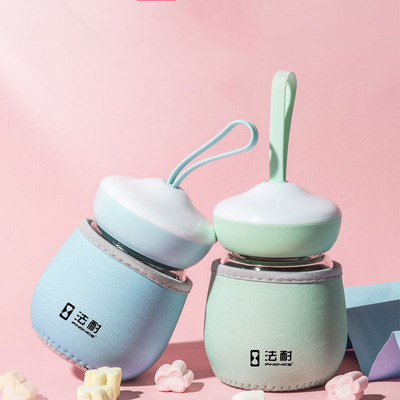 法耐玻璃水杯女ins风便携可爱水杯韩版学生简约小清新森系小杯子