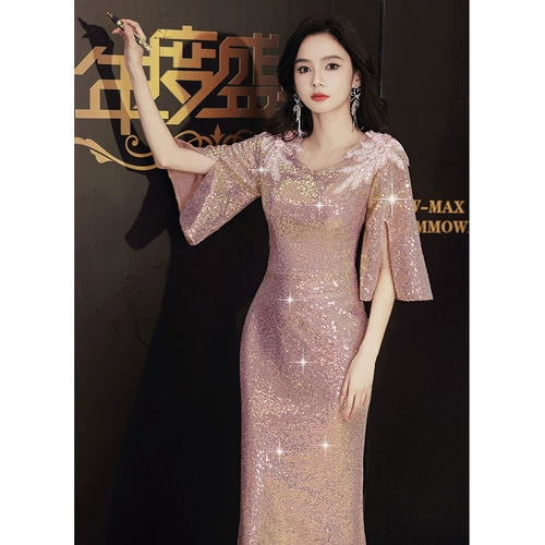 Элитное вечернее платье, лонгслив, крой «рыбий хвост», французский стиль, по фигуре