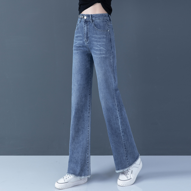 Lady Broadlegged Jeans 2022 Spring Fall New Loose Straight Drum Pants High Waist Display Slim Women's Dress Casual Pants