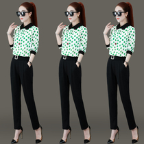 Early autumn fashion temperament small subsuit 2021 Fall new foreign air weight reduction Career Western pants Two sets of women