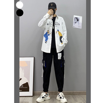 The small red book tide men wear autumn long sleeve printed shirt men loose handsome shirt