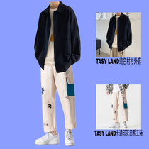 Lnkdye Little Red Book wear 2020 Autumn Japanese cartoon print loose ins overalls men Tassy land