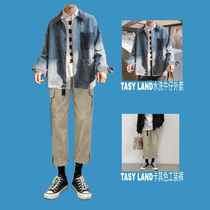 TASY LAND original autumn vintage washed overdress denim jacket loose jacket male bow chonghao XT South Wind