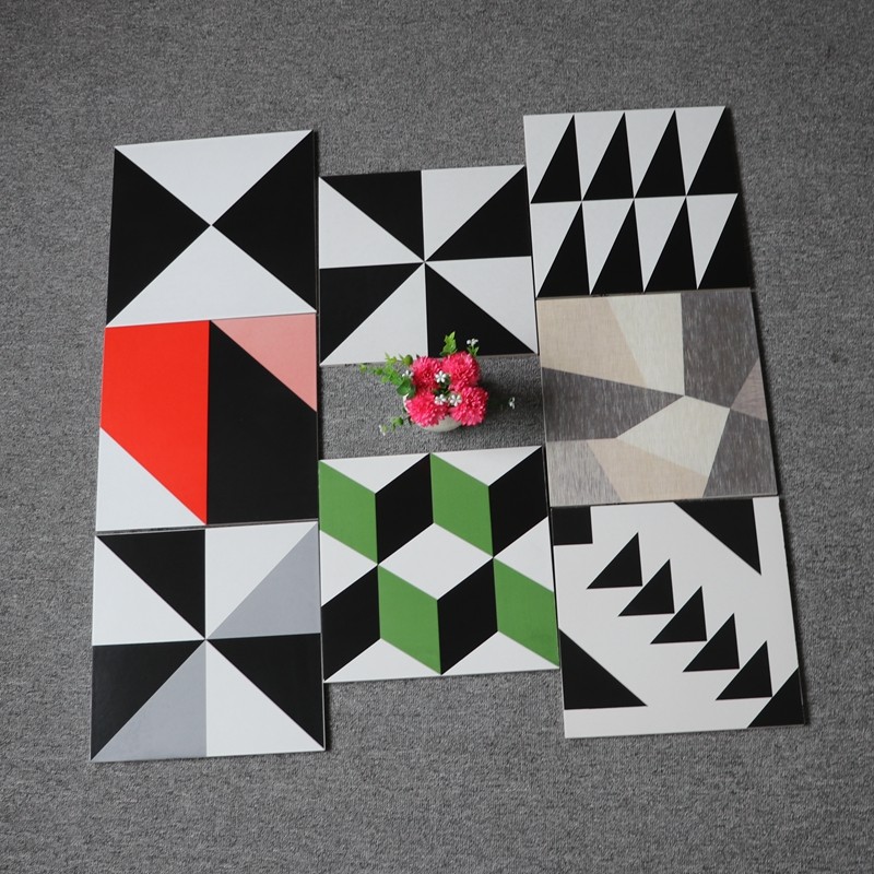 Antique brick black and white geometric tiles 300X300 kitchen toilet wall tiles Matt balcony bathroom non-slip floor tiles