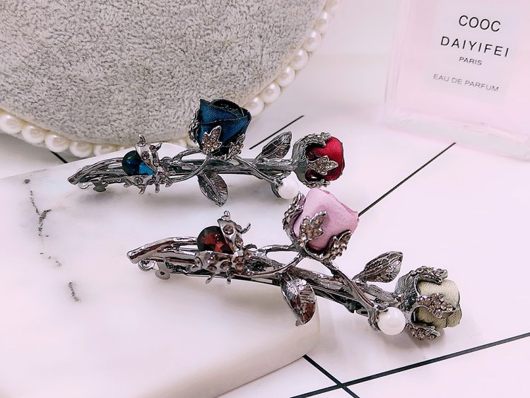 Hàn Quốc phụ kiện tóc retro hoa top clip pha lê từ mùa xuân clip ponytail clip bangs hoang dã clip kẹp tóc trang sức - Phụ kiện tóc kẹp tóc cho bé gái