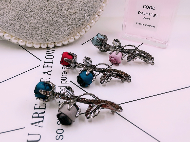 Hàn Quốc phụ kiện tóc retro hoa top clip pha lê từ mùa xuân clip ponytail clip bangs hoang dã clip kẹp tóc trang sức - Phụ kiện tóc kẹp tóc cho bé gái