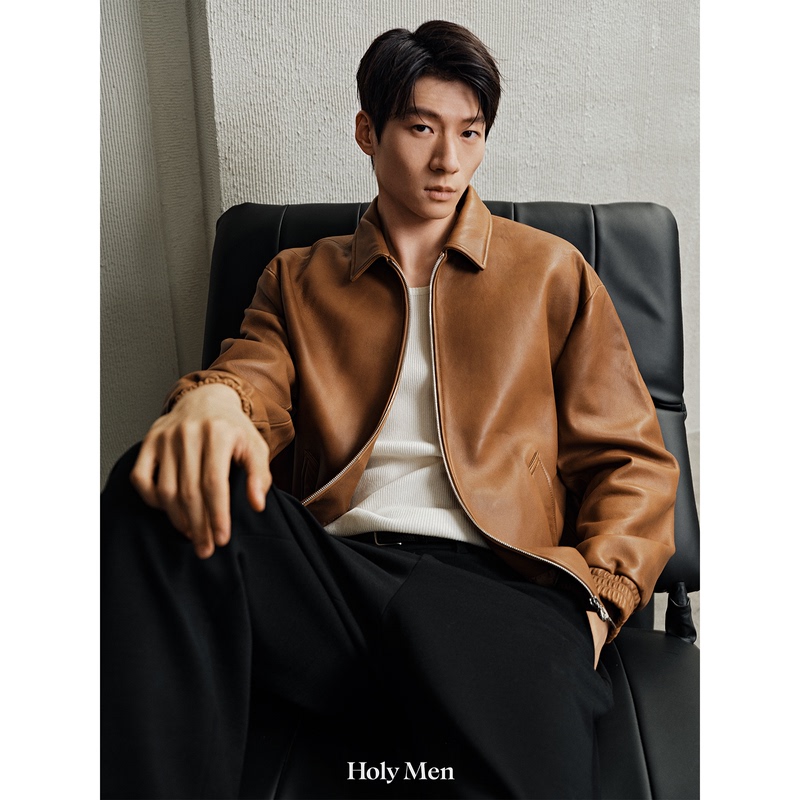 Holymen | Italian Imported Uncoated Heavy-Duty Sheepskin Riri Zipper Jacket Leather Jacket Holymen | Italian Imported Uncoated Heavy-Duty Sheepskin Riri Zipper Jacket Leather Jacket