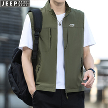 JEEP Jeep Vest Men's Spring and Autumn Outdoor Mesh Breathable Thin Sports Quick Drying Tank Top Fishing Horse Jacket Canister