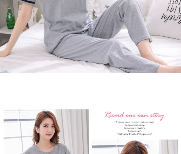 Bộ đồ ngủ nữ mùa hè cotton ngắn tay dài phần mỏng Cô gái mùa hè Hàn Quốc dễ thương hoạt hình cotton mặc nhà bộ đồ the thao nữ hàng hiệu