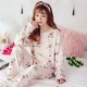 Bộ đồ ngủ mùa thu đông của phụ nữ dài tay cotton cotton kích thước lớn mùa thu phiên bản Hàn Quốc của phim hoạt hình dịch vụ tại nhà ăn mặc gợi cảm dễ thương váy ngủ sexy