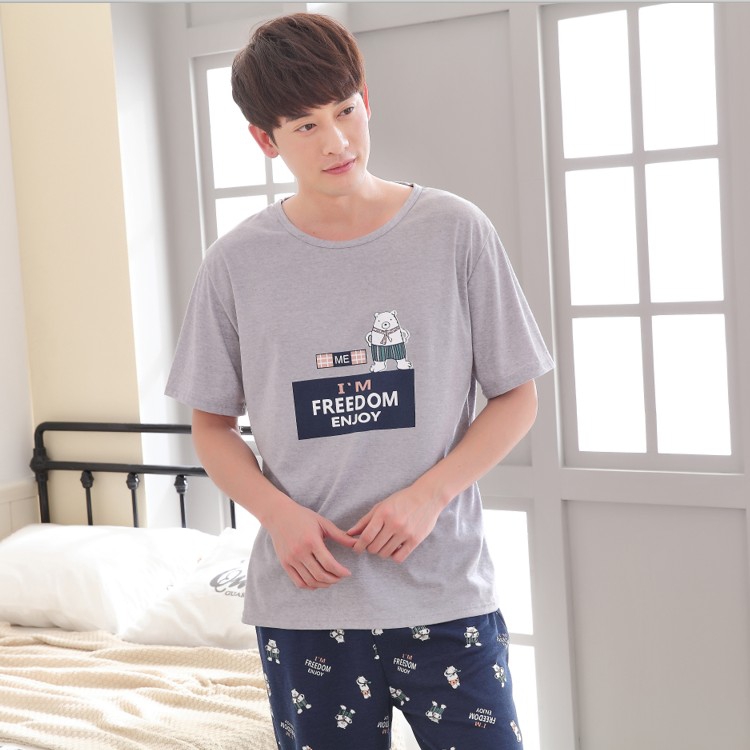 Của nam giới Đồ Ngủ Mùa Hè Ngắn Tay Quần Bông Cotton Thanh Niên Mùa Hè Thường Mỏng Nhà Trang Trí Nội Thất Nam Phù Hợp Với quần áo ngủ cho nam giới