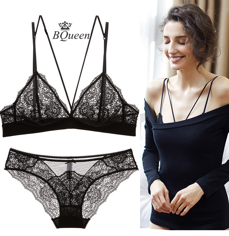 American Background Brast Summer Thin Summer Trigonome Small Breath French Liner - style Liner - lace without steel ring sexy lace transparent