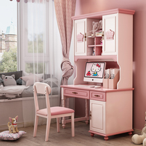 American childrens desk bookcase combination Girl bedroom corner desk Bookcase All-in-one home multi-function computer desk