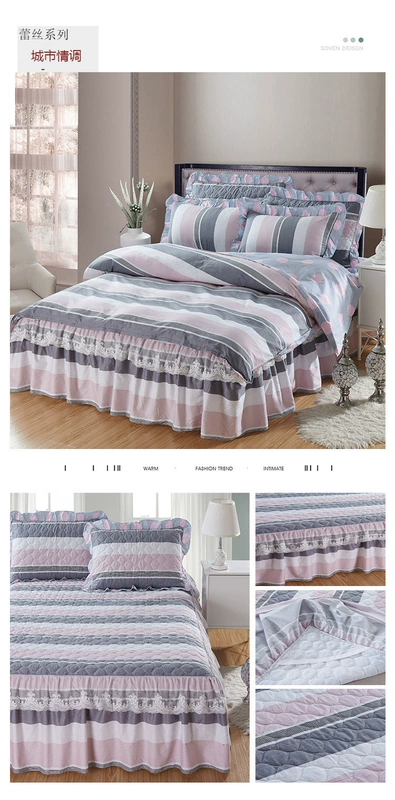 Bộ chăn ga gối đệm cotton bốn bộ chăn ga gối đệm bông đặt chăn đôi chăn 1,5 m 1,8m2 sản phẩm giường váy giường đẹp	