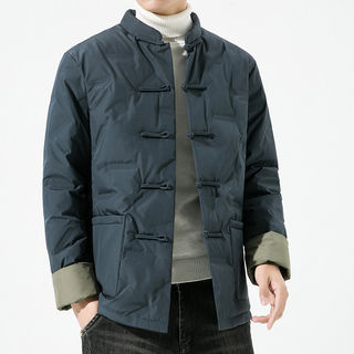 Новый мужской костюм в китайском стиле, зимняя куртка из белого утиного пуха в китайском стиле, хлопковое пальто в стиле ретро на пуговицах, теплая куртка большого размера, модная.